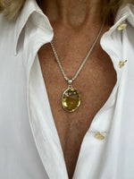 Yellow Citron Pendant on Silver Chain | Dalia