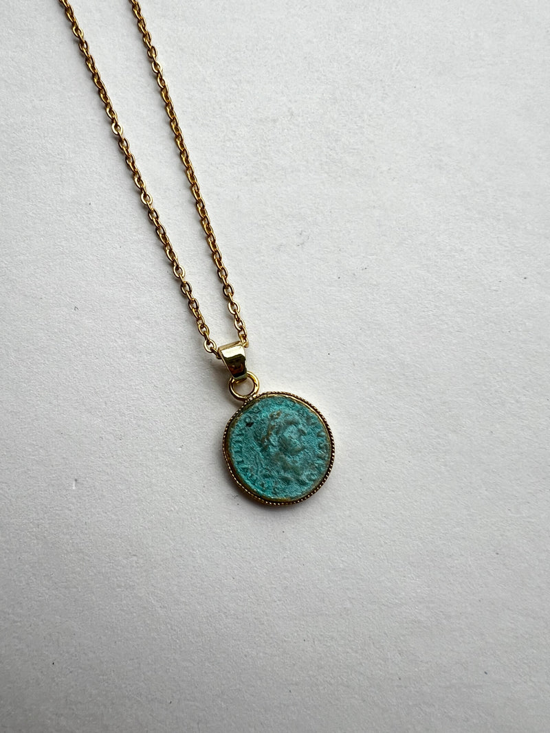 Italian Coin Necklace | Tiny Aqua