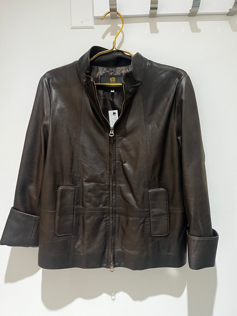 Chocolate Lambskin Leather Jacket | Kasondra