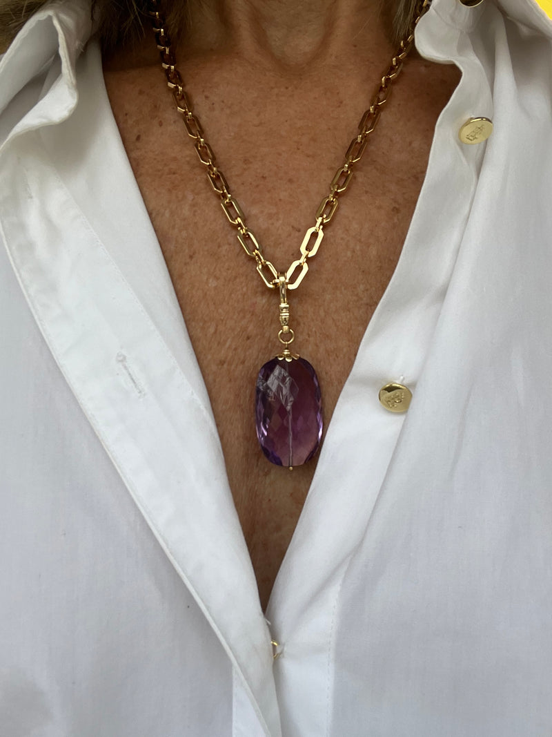 Amethyst Pendant on Gold Chain | Kira