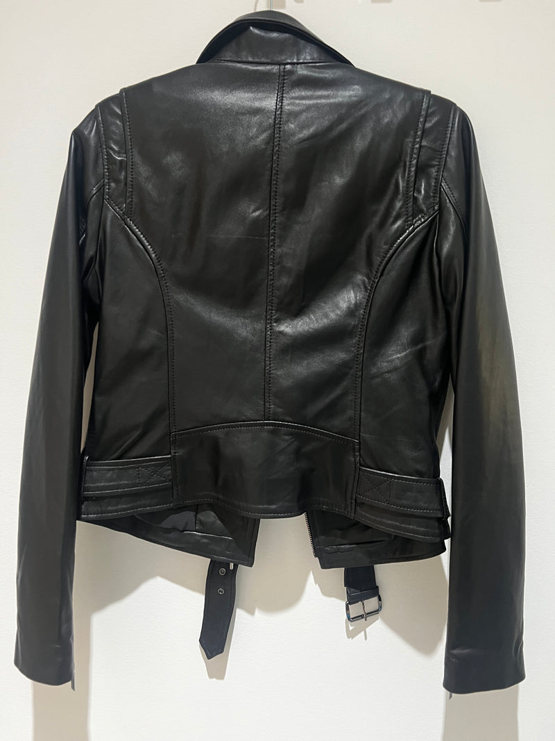 Black Lambskin Leather Jacket | Nora