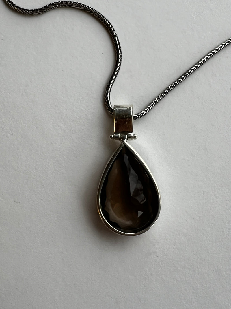 Smoky Topaz Pendant on Silver Chain | Elena