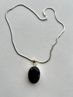 Smoky Oval Topaz Pendant on Silver Chain | Lana