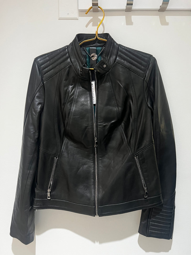 Black Lambskin Leather Jacket | Miranda