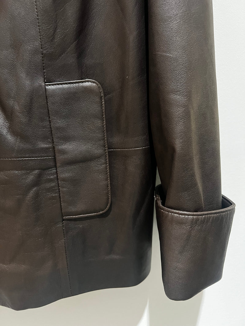 Chocolate Lambskin Leather Jacket | Kasondra