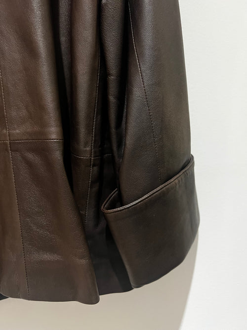 Chocolate Lambskin Leather Jacket | Kasondra