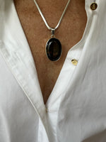 Smoky Oval Topaz Pendant on Silver Chain | Lana