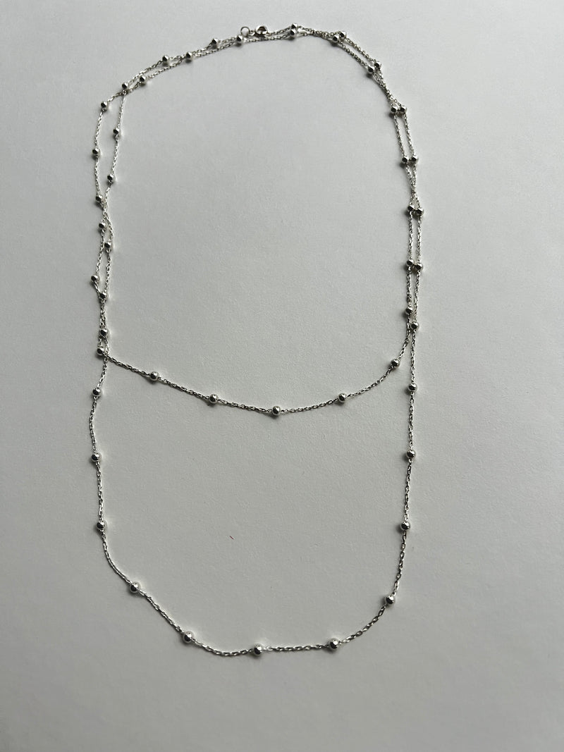 Stationed Long Silver Necklace | Rio