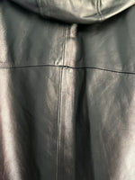 Black Hooded Lambskin Leather Jacket | Freida