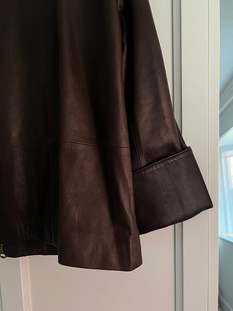 Chocolate Lambskin Leather Jacket | Kasondra