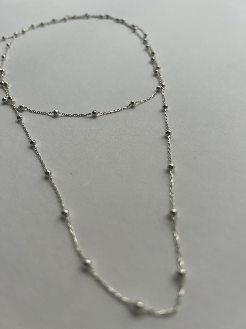 Stationed Long Silver Necklace | Rio