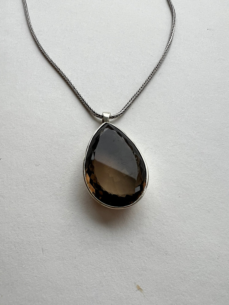 Smoky Topaz Pendant on Silver Chain | Mina