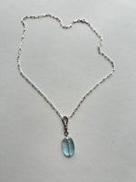 Blue Topaz Gumdrop Pendant + Silver Chain | Cleo