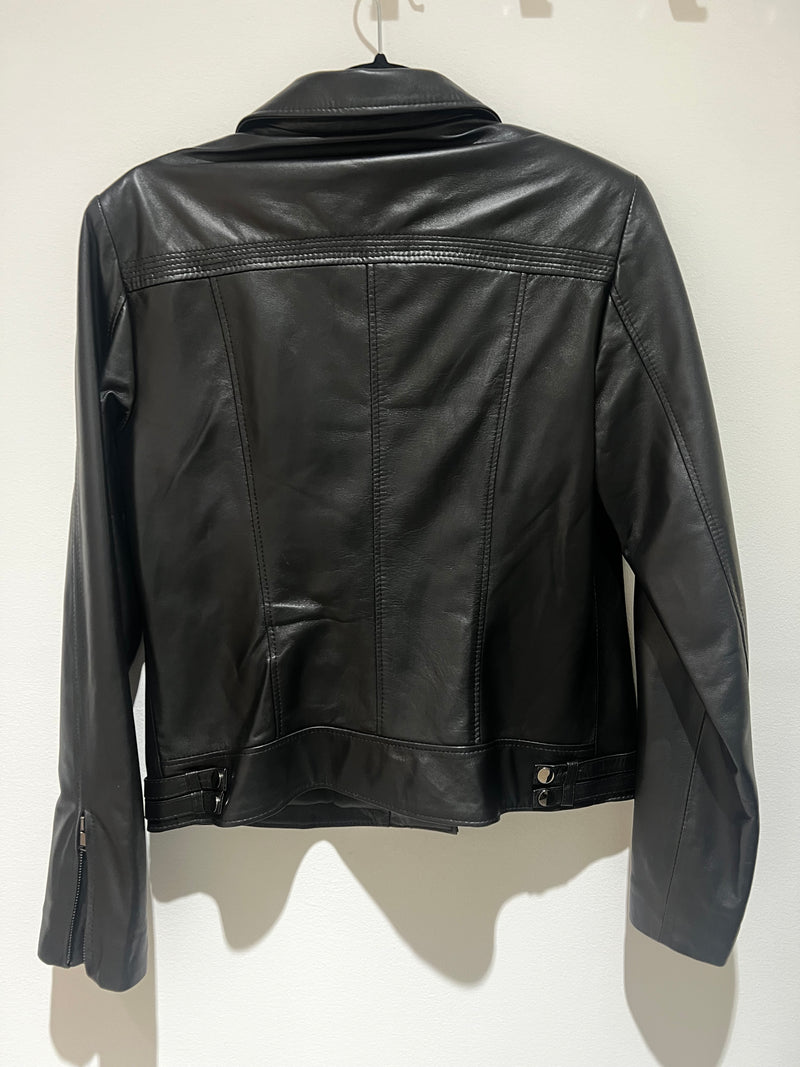 Black Lambskin Leather Jacket | Miranda