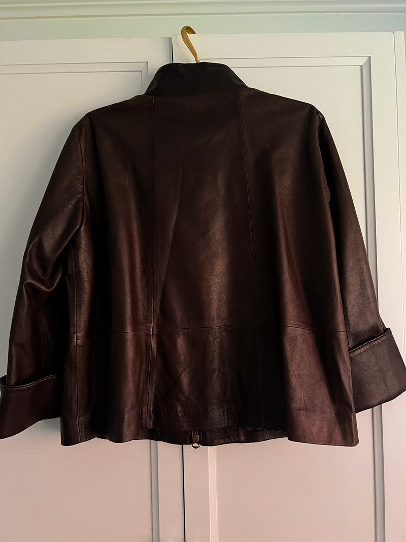 Chocolate Lambskin Leather Jacket | Kasondra