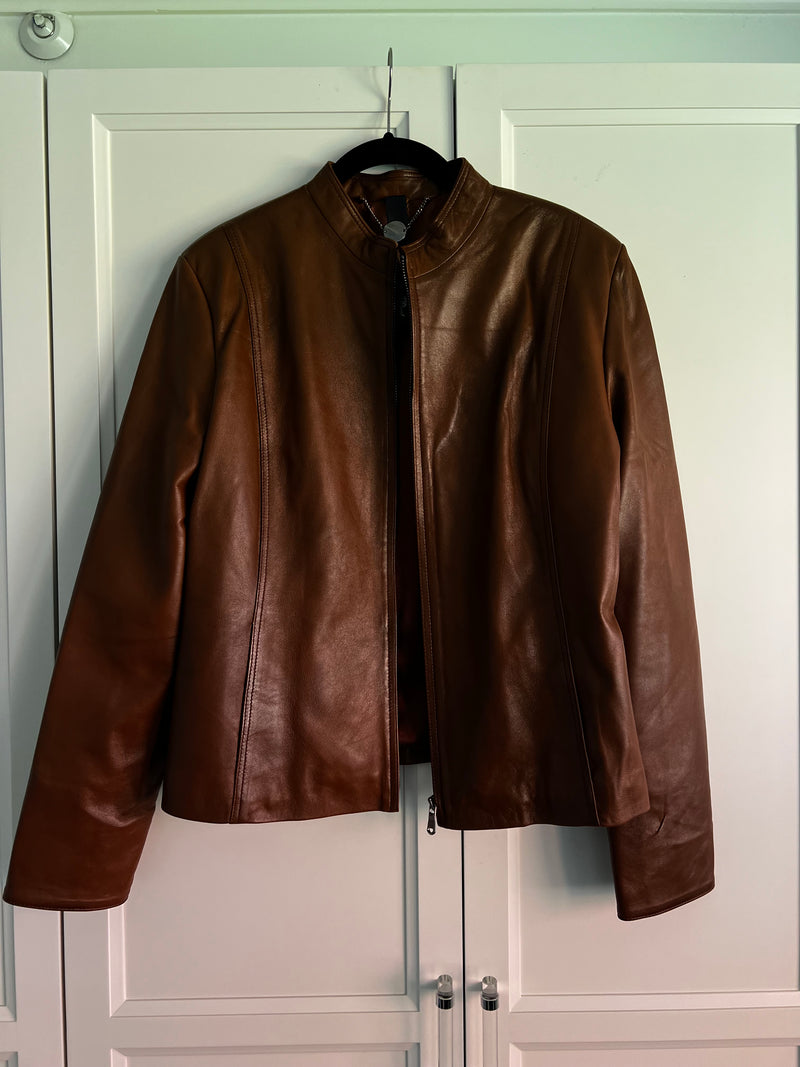 Chestnut Lambskin Leather Jacket | Gillian