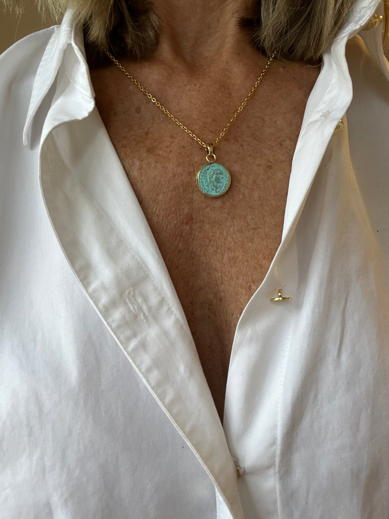 Italian Aqua Coin Necklace | Cello