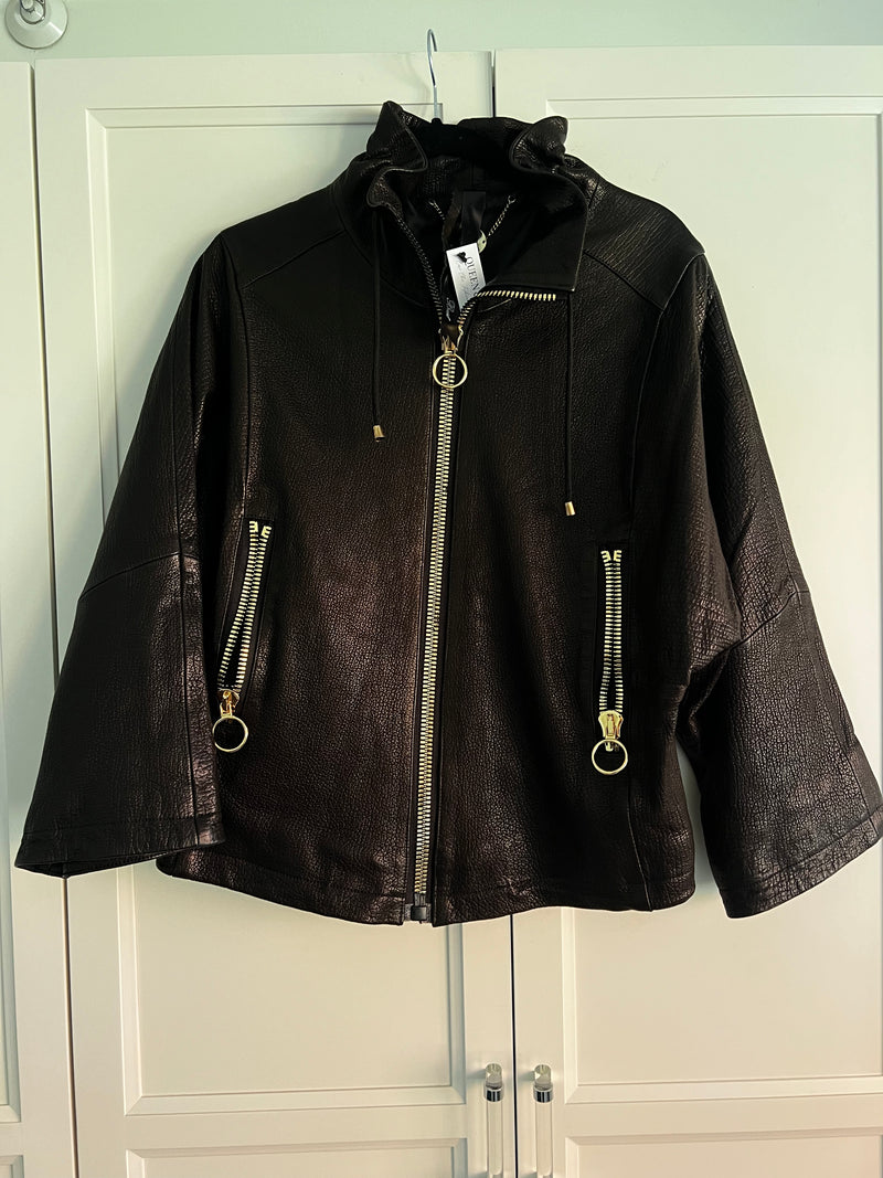 Black Pebbled Leather Jacket | Charlie