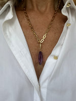 Amethyst Pendant on Gold Chain | Kira