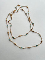 Long Gold Chain Aqua Crystals | Ibiza