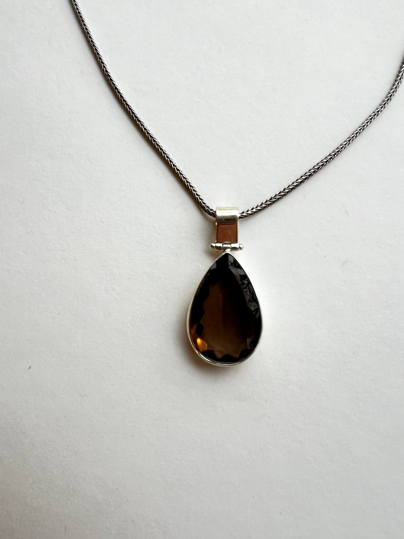 Smoky Topaz Pendant on Silver Chain | Elena