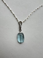 Blue Topaz Gumdrop Pendant + Silver Chain | Cleo