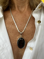 Smoky Oval Topaz Pendant on Silver Chain | Lana