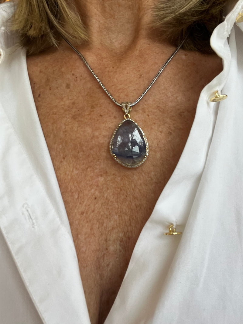 Sapphire Pendant on Silver Chain | Greta