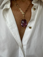 Amethyst Pendant on Gold Chain | Kira