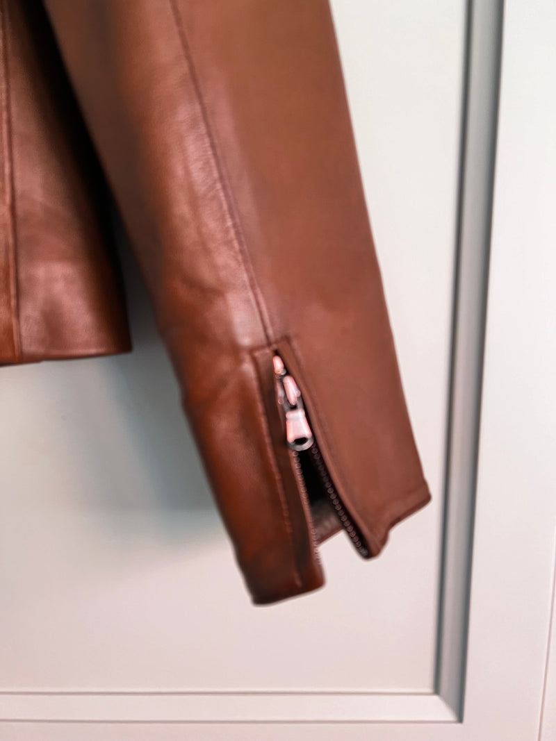 Chestnut Lambskin Leather Jacket | Gillian