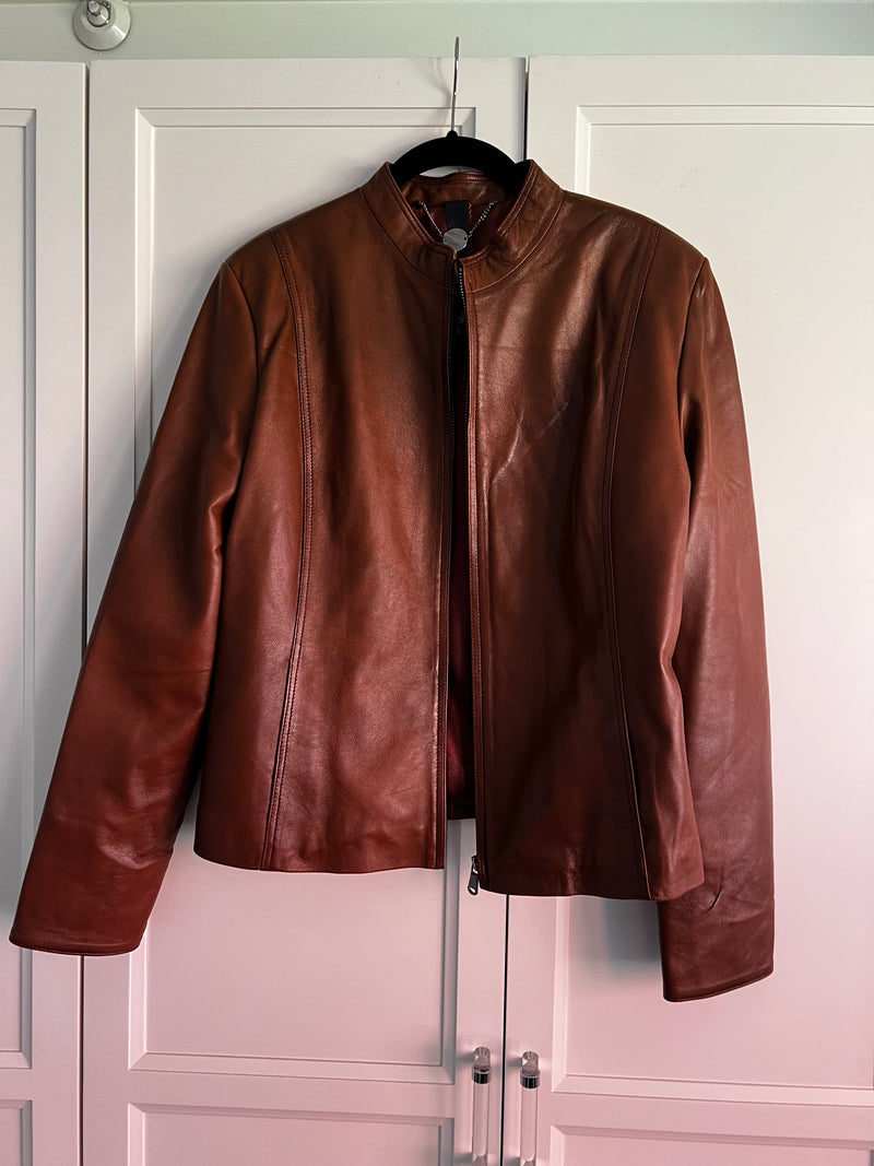 Chestnut Lambskin Leather Jacket | Gillian