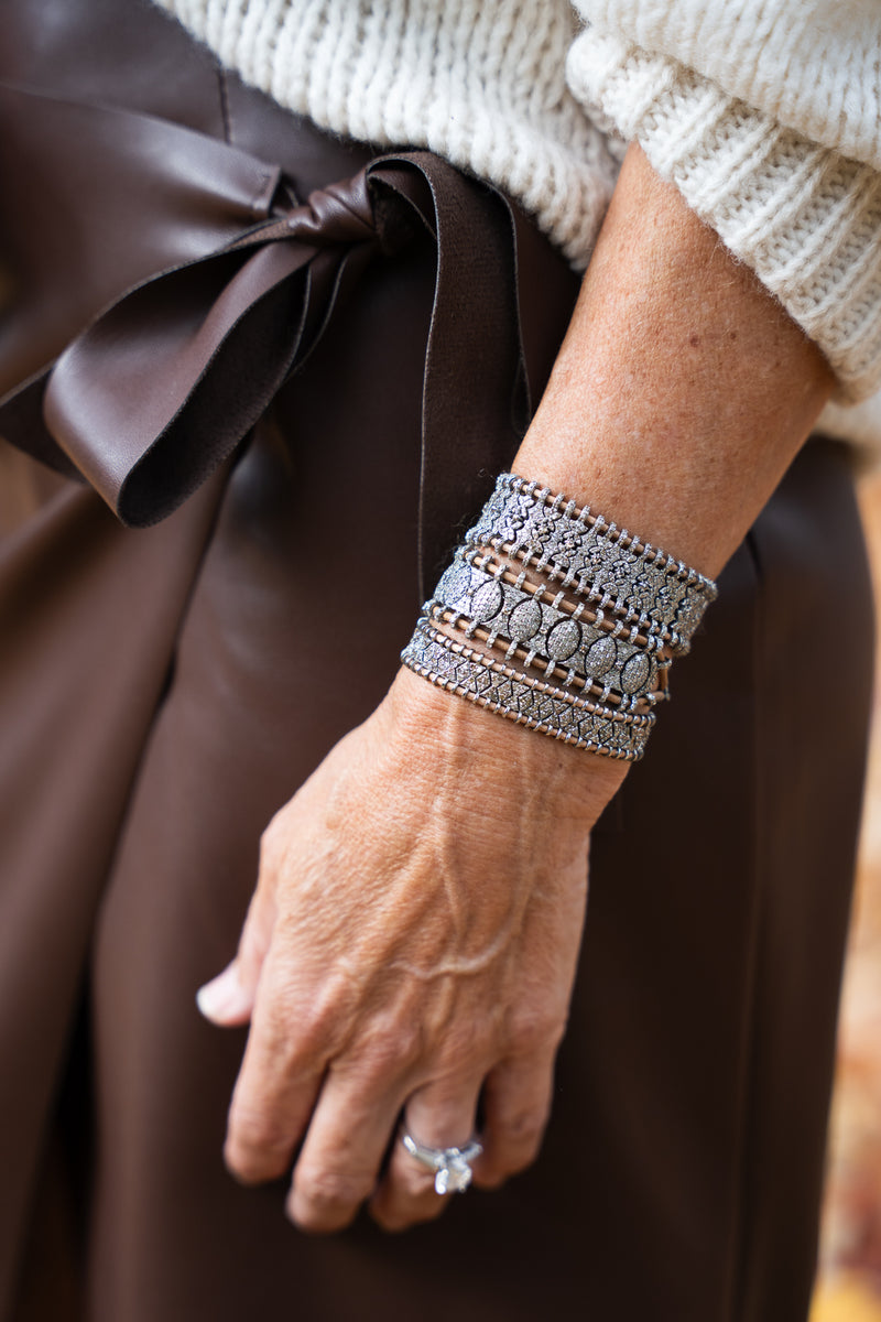 Diamond Encrusted Leather Bracelets