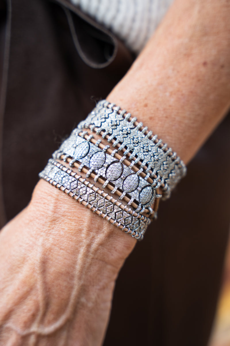 Diamond Encrusted Leather Bracelets