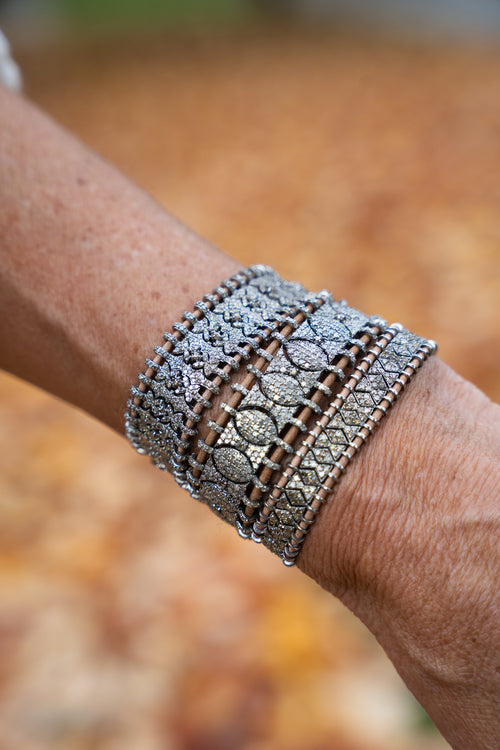 Diamond Encrusted Leather Bracelets