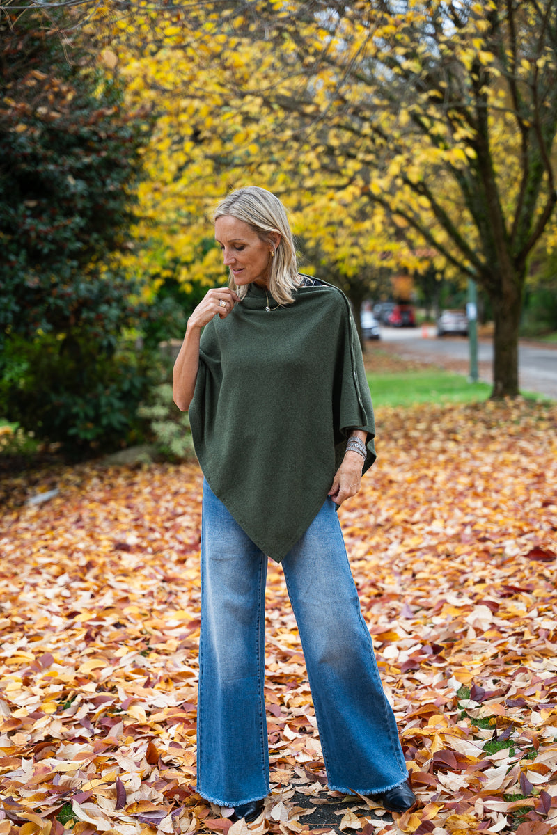 Cashmere Poncho | Avocado