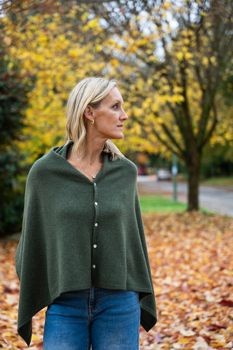 Cashmere Poncho | Avocado