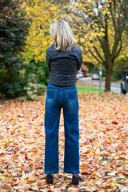 Dark Wash Frayed Jeans | Elle