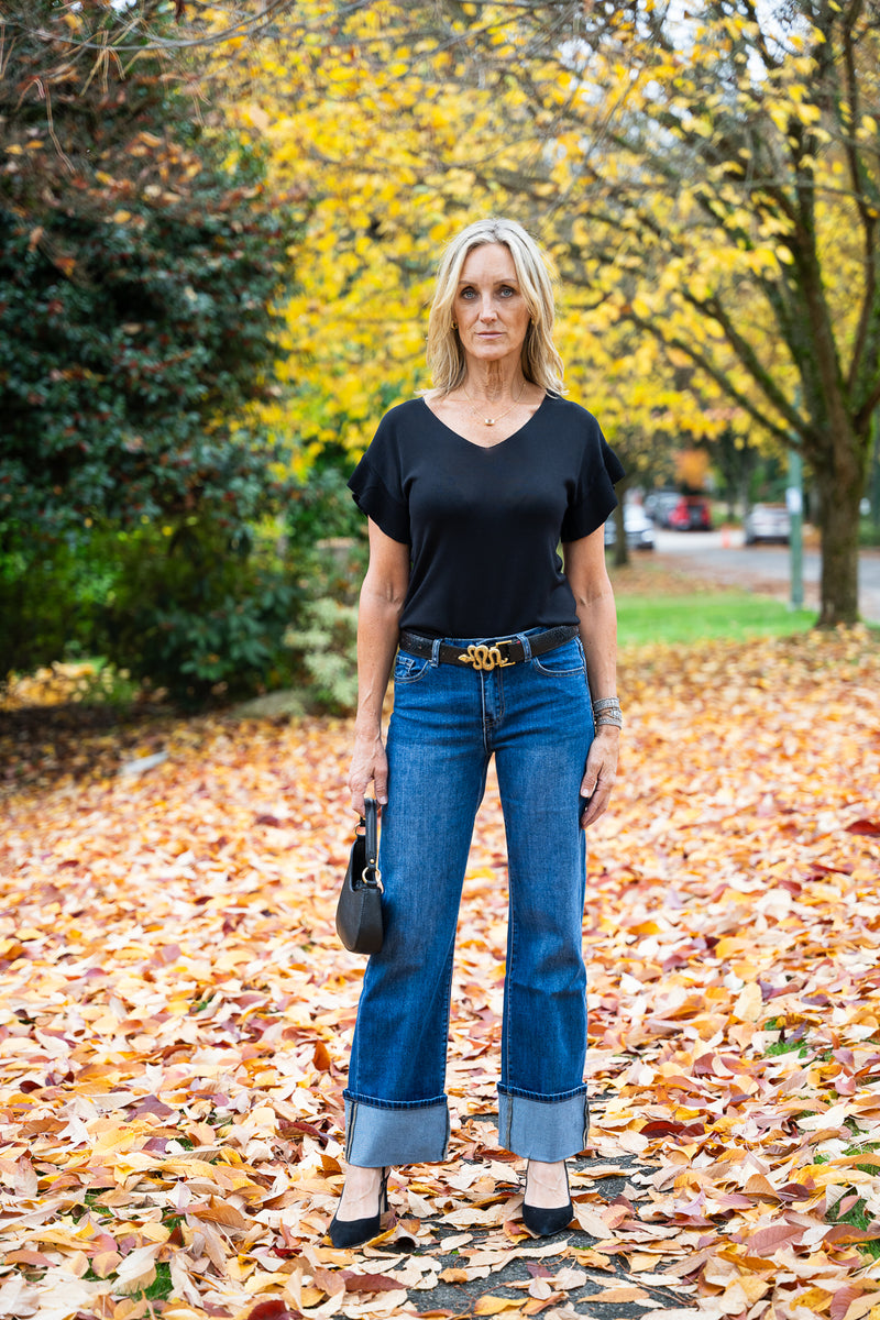 Dark Wash Cuffed Jeans | Jane