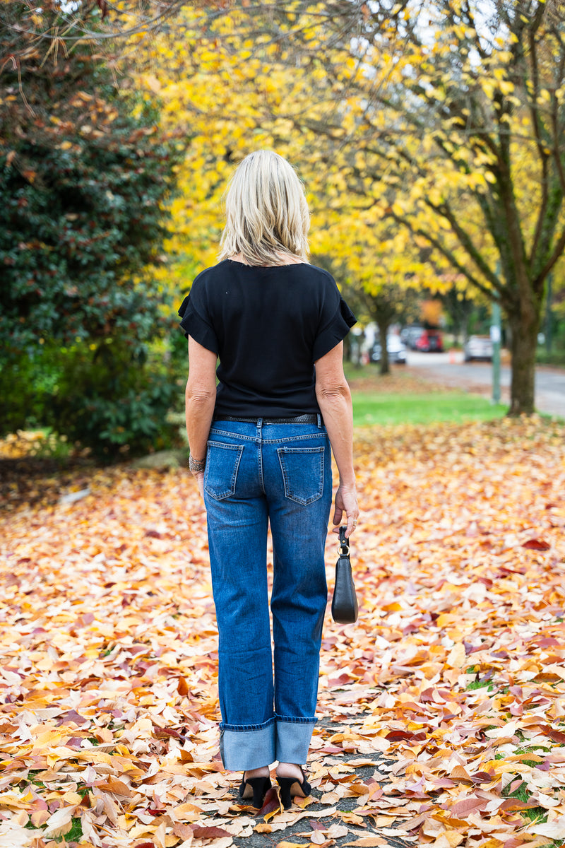 Dark Wash Cuffed Jeans | Jane