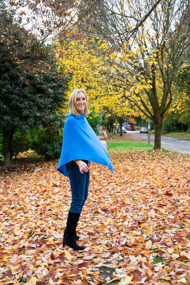 Cashmere Poncho | Bachelor Blue