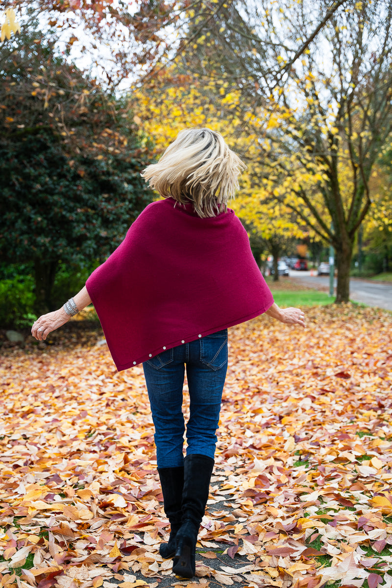 Cashmere Poncho Pink Burgundy | Beet