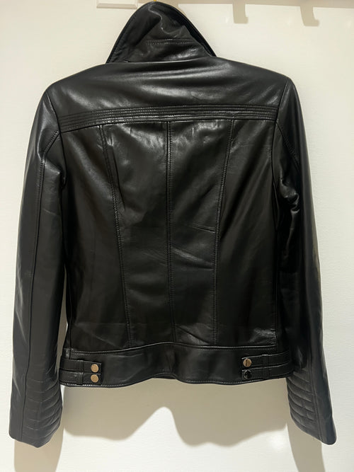 Black Lambskin Leather Jacket | Larissa