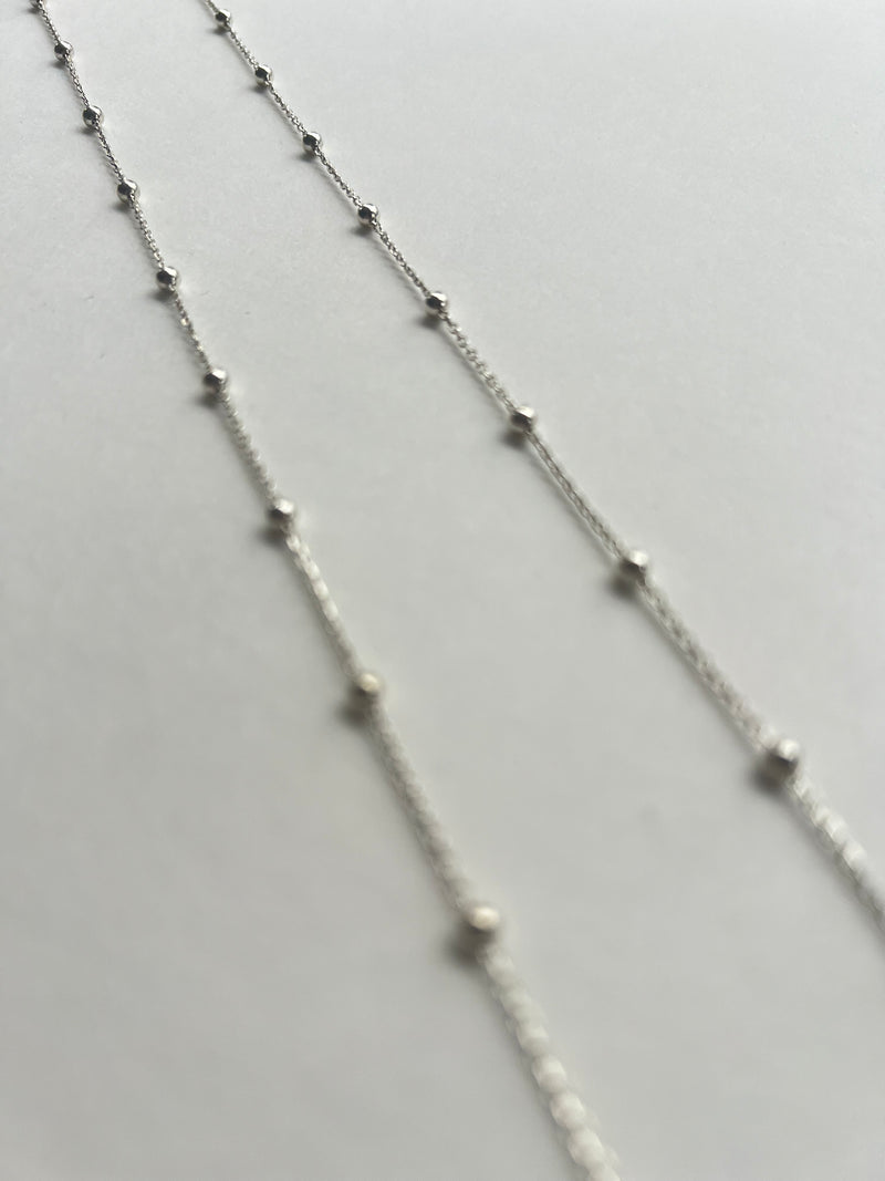 Stationed Long Silver Necklace | Rio