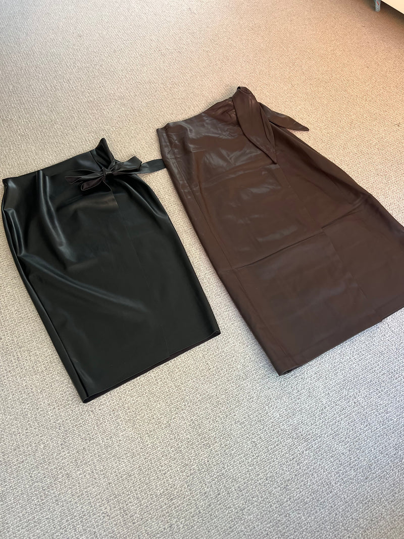 Vegan Leather Wrap Skirt | Christine