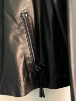 Black Hooded Lambskin Leather Jacket | Freida