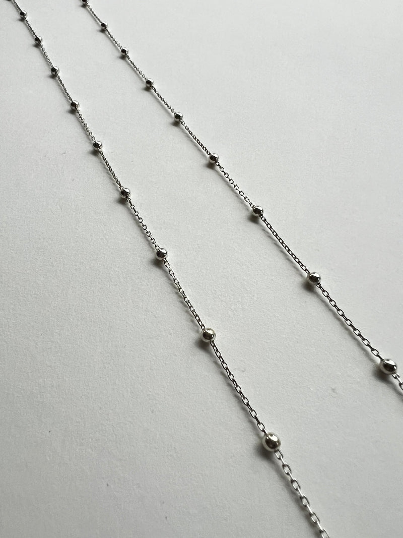 Stationed Long Silver Necklace | Rio