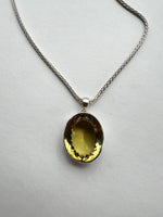 Yellow Citron Pendant on Silver Chain | Dalia