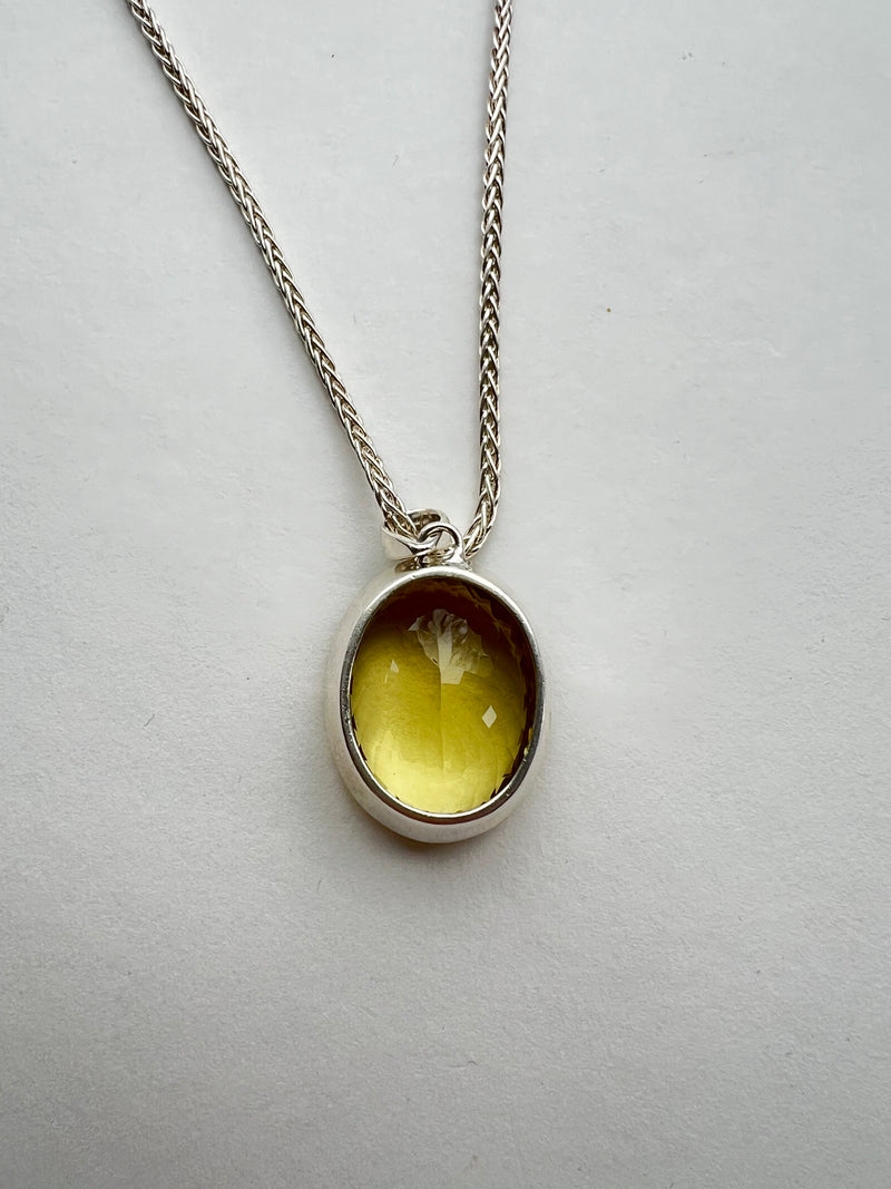 Yellow Citron Pendant on Silver Chain | Dalia