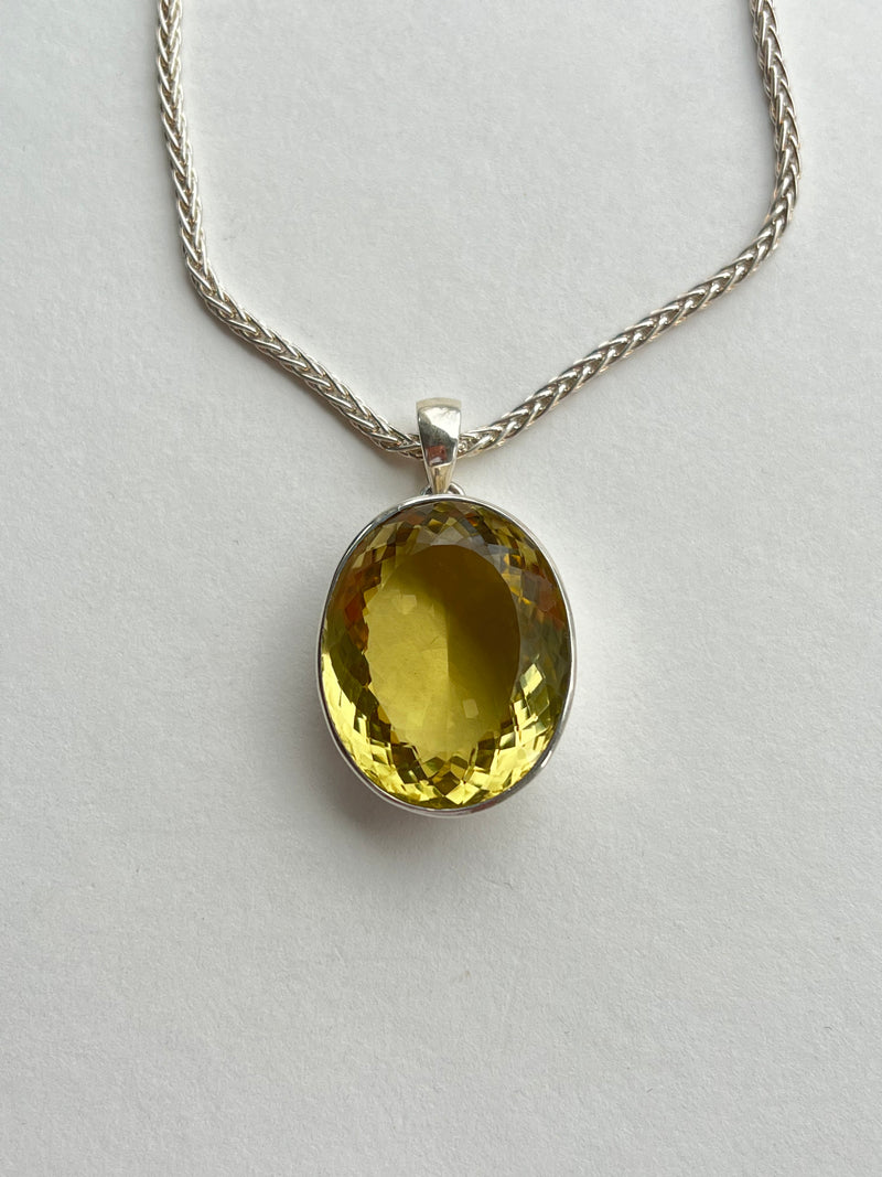 Yellow Citron Pendant on Silver Chain | Dalia