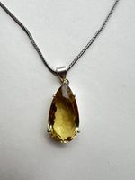 Lemon Quarts Pendant on Silver Chain | Filia